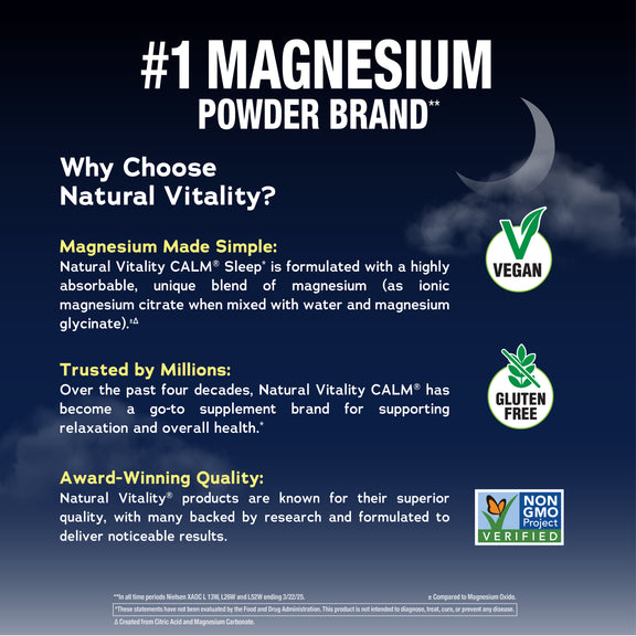 View 5 NV Calm Sleep jar labeled as vegan, gluten-free, and Non-GMO Project verified.