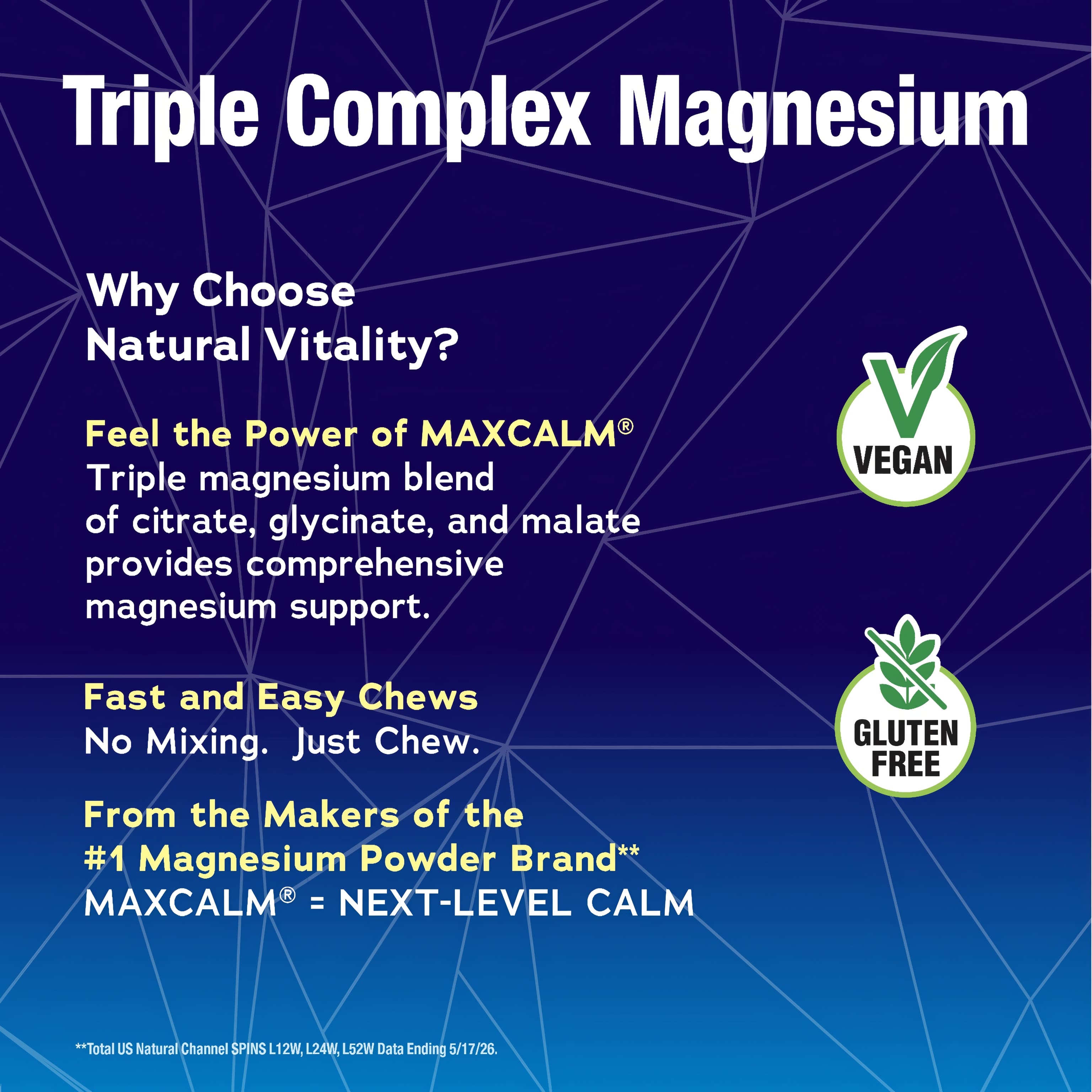 IMAGE 6 of 6 - Product highlights graphic stating MAXCALM® Triple magnesium for full support, Fast Easy Chews, from