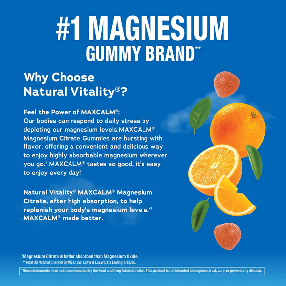View 5 MAXCALM Magnesium Citrate Gummies Extra Strength Orange Flavor, 60 Gummies