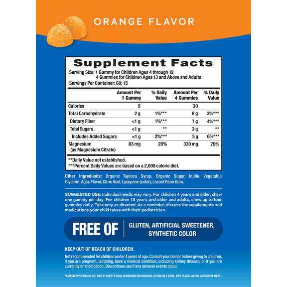 View 2 Supplement Facts panel for NV Calm Orange 60 Gummies, 3-pack.