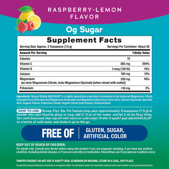 View 2 MAXCALM plus Calcium Powder Raspberry-Lemon, 8 oz (226 g)
