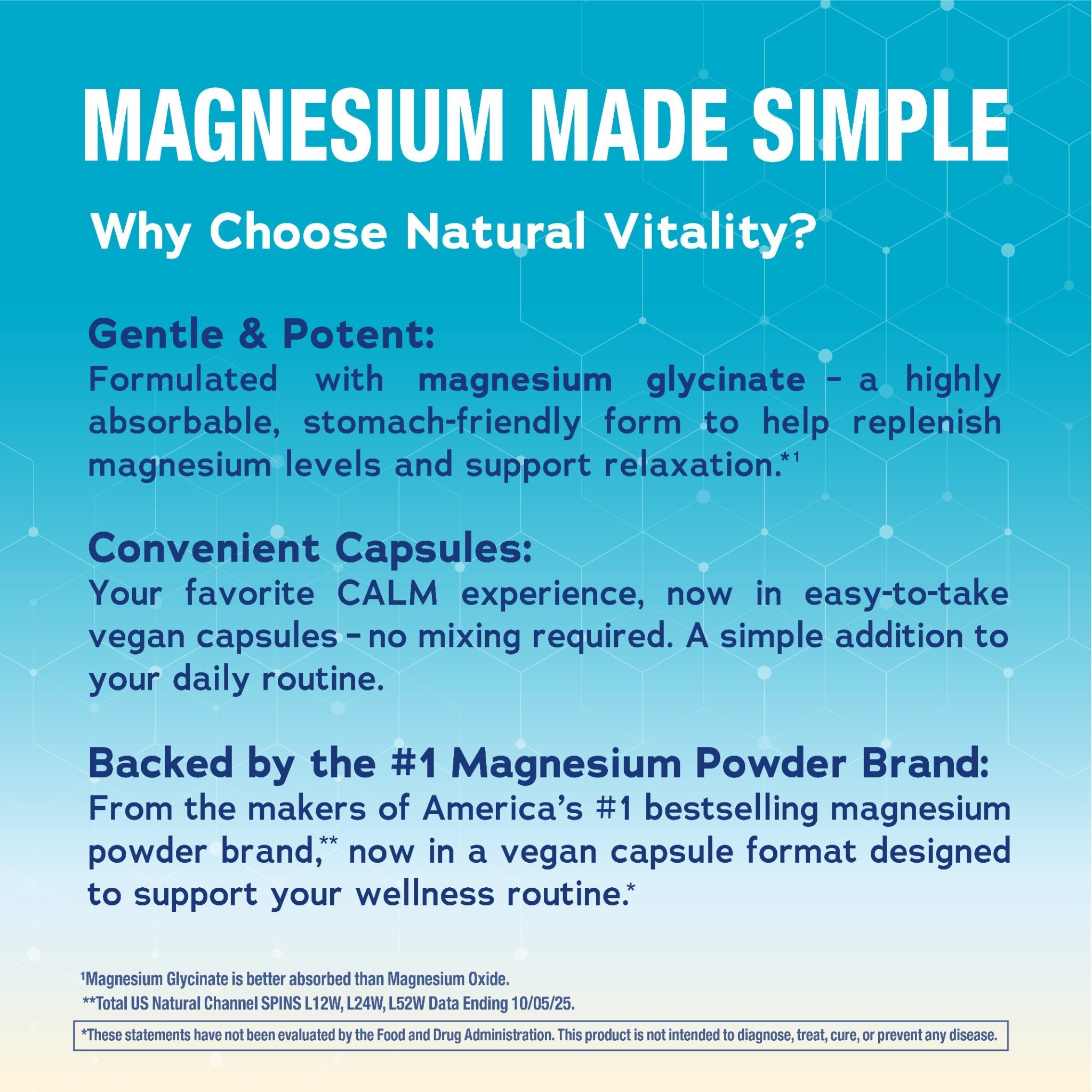 IMAGE 5 of 5 - Product highlights graphic stating: Absorbable magnesium glycinate for relaxation; convenient vegan capsules; from the
