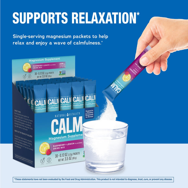 Calm X Raspberry Powder CALM Powder Raspberry-Lemon Stick Packs| Natural Vitality