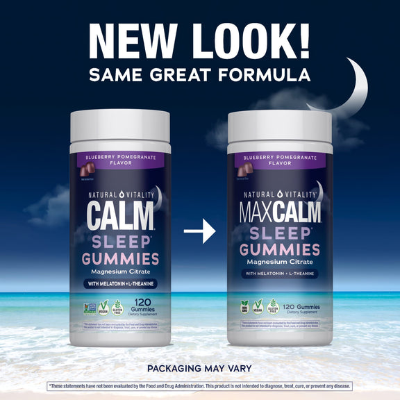 View 3 MAXCALM Sleep with Melatonin Gummies Blueberry-Pomegranate Flavor, 120 Tasty Gummies