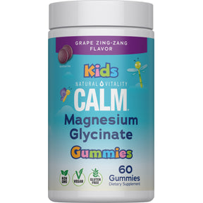 CALM Kids Magnesium Glycinate Gummies Grape Zing Zang Flavor, 60 Tasty Gummies