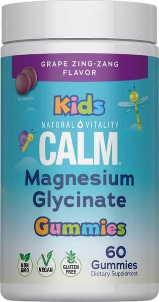 CALM Kids Magnesium Glycinate Gummies Grape Zing Zang Flavor, 60 Tasty