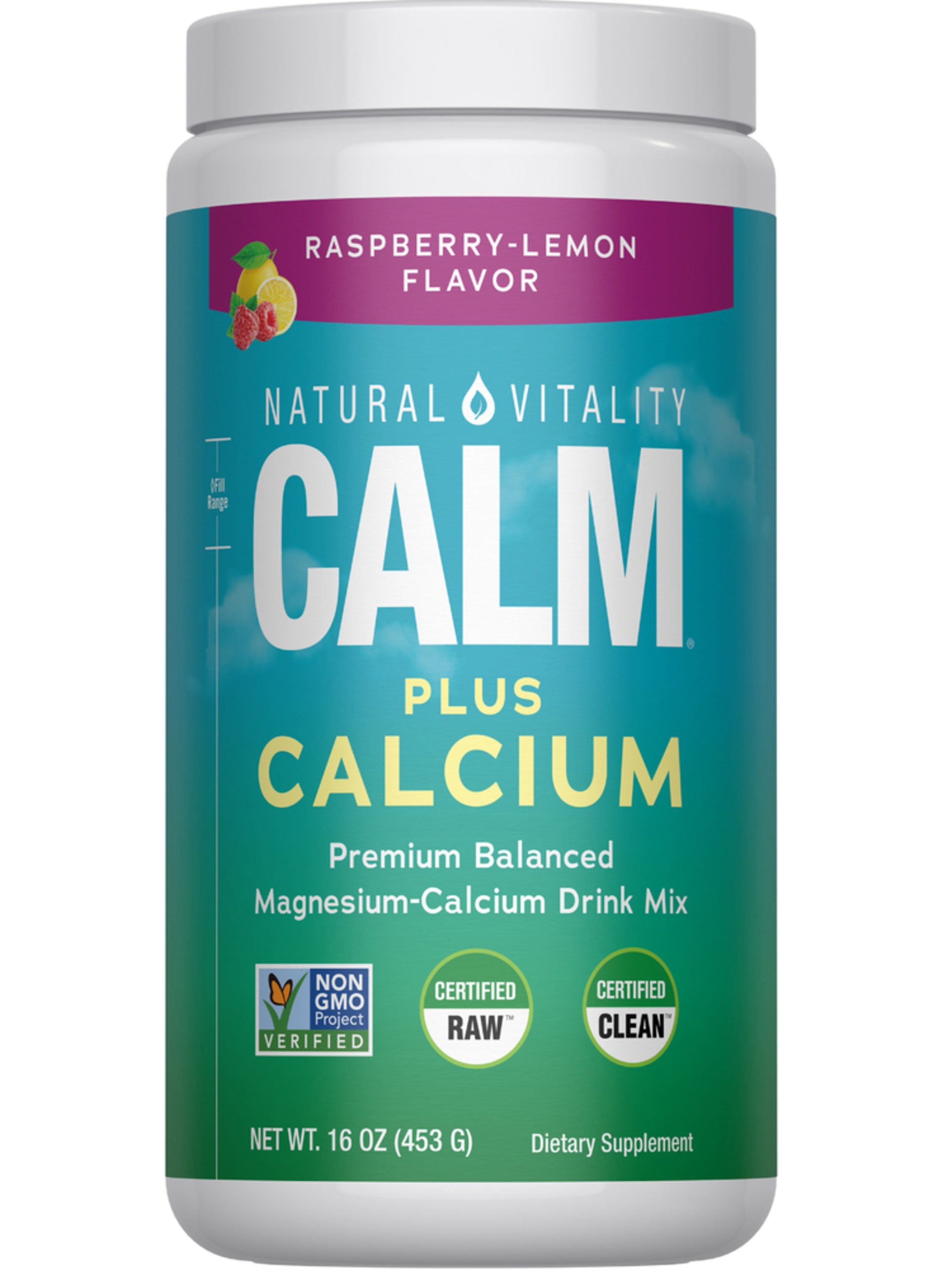 CALM plus Calcium Powder Raspberry-Lemon, 16 oz (454 g) Bottle