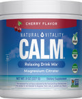 Natural Vitality Calm Cherry Flavor is a relaxing drink mix with magnesium citrate, available in an 8 oz (227 g) package.