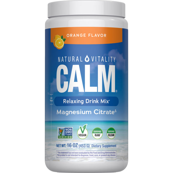 View 1 Natural Vitality CALM Orange Flavor Relaxing Drink Mix with Magnesium Citrate, 16 OZ (453 G) Dietary Supplement.