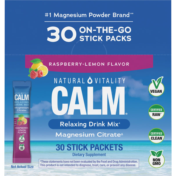 Calm X Raspberry Powder CALM Powder Raspberry-Lemon Stick Packs| Natural Vitality