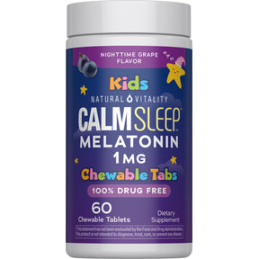 CALM Sleep for Kids Melatonin 1MG Nighttime Grape Flavor, 60 Chewable Tablets