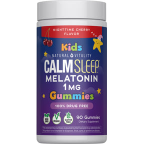 CALM Sleep for Kids Melatonin Gummies 1 mg Nighttime Cherry Flavor, 90 Tasty Gummies