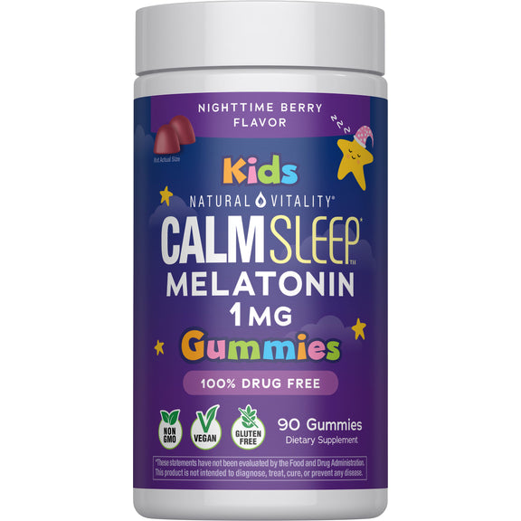 View 1 CALM Sleep for Kids Melatonin Gummies 1 mg Nighttime Cherry Flavor, 90 Tasty Gummies