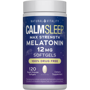 CALM Sleep Melatonin 12 mg Max Strength, 120 Rapid Release Softgels