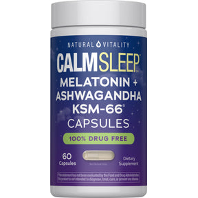 CALM Sleep Melatonin + Ashwagandha KSM-66, 60 Capsules