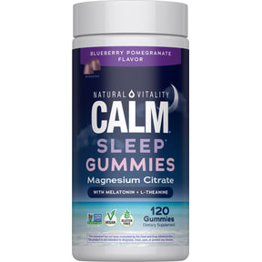 CALM Sleep with Melatonin Gummies Blueberry-Pomegranate Flavor, 120 Tasty Gummies
