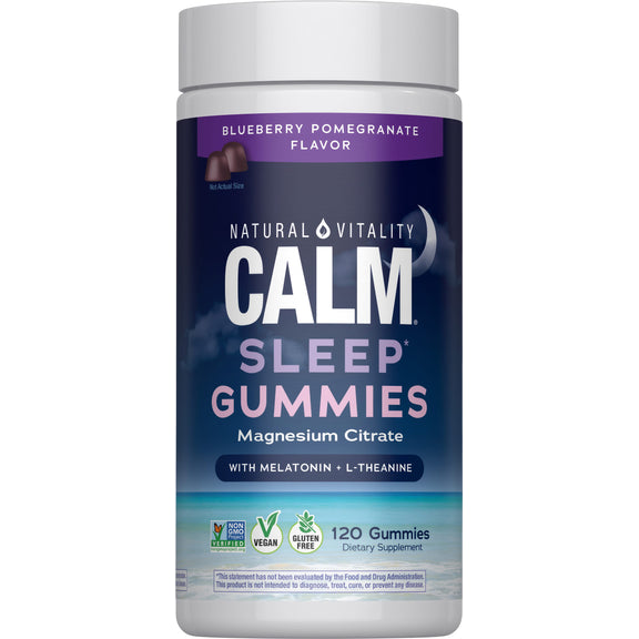 View 1 CALM Sleep with Melatonin Gummies Blueberry-Pomegranate Flavor, 120 Tasty Gummies