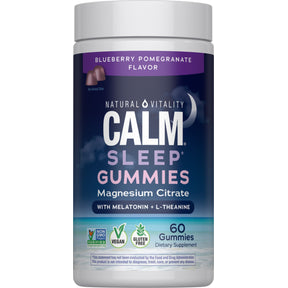 CALM Sleep with Melatonin Gummies Blueberry-Pomegranate Flavor, 60 Tasty Gummies