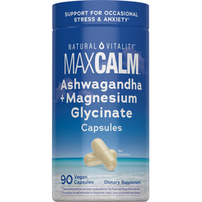 MAXCALM Ashwagandha + Magnesium Glycinate, 90 Vegan Capsules