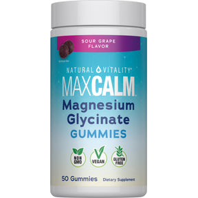 Gomas de Glicinato de Magnésio CALM Sabor Uva Azeda, 50 Gomas Saborosas