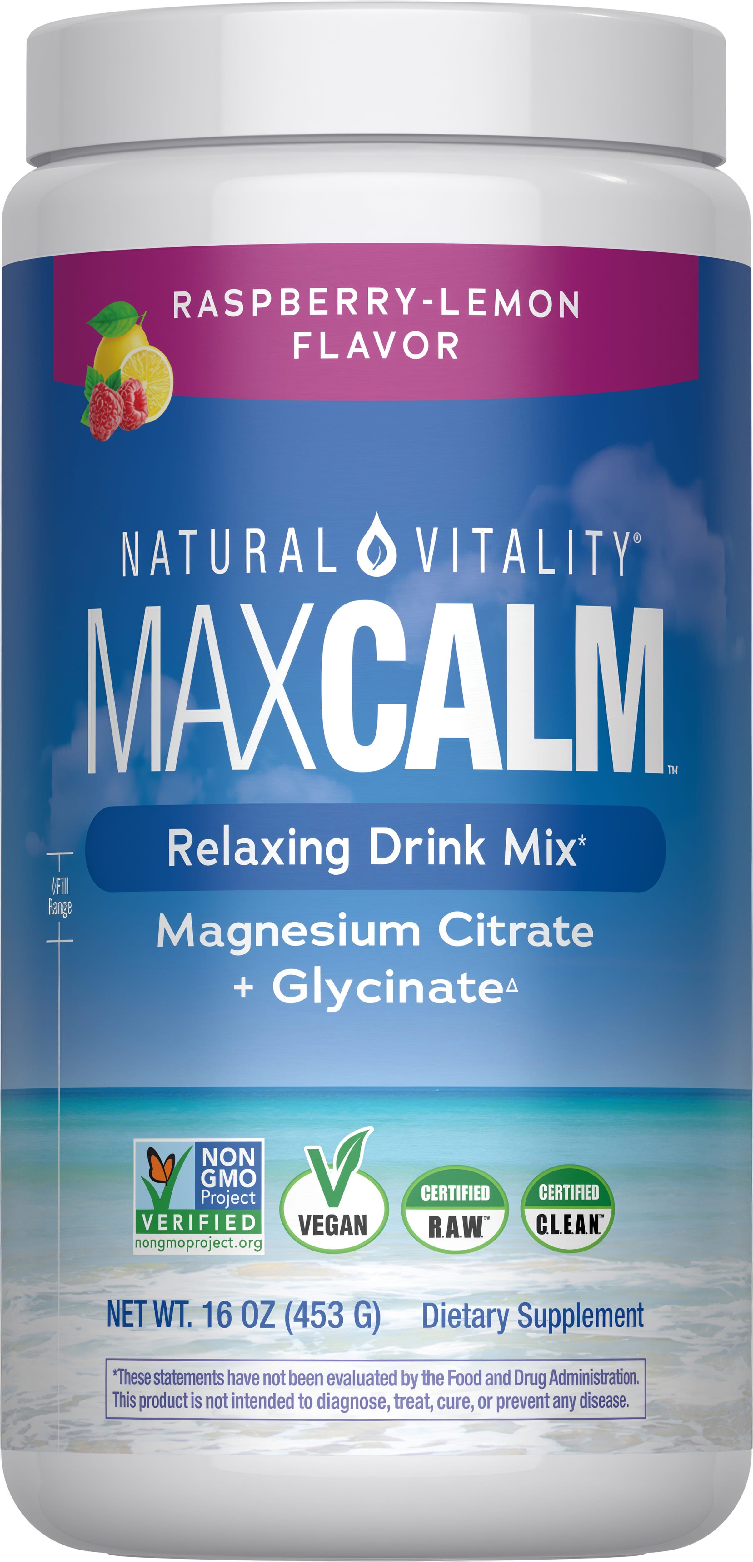 MAXCALM Powder (Raspberry-Lemon Flavor) - 16 oz (453 g)