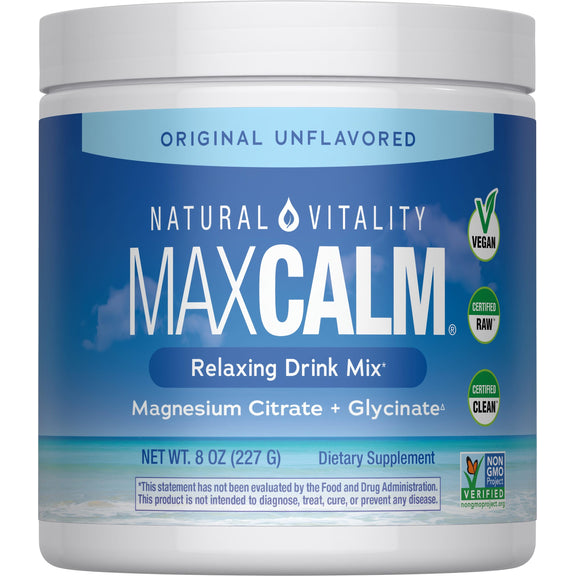 View 1 MAXCALM Relaxing Drink Mix, Original Unflavored, 8 OZ (227 G), Magnesium Citrate plus Glycinate Dietary Supplement.