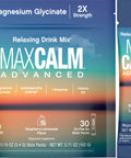 Max Calm Advanced Magnesium Glycinate with Ashwagandha, 0g Sugar, Raspberry-Lemonade flavor, 30 stick packs.