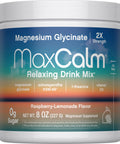 Magnesium Glycinate MaxCalm Relaxing Drink Mix, double strength, Raspberry-Lemonade flavor, 8 oz.