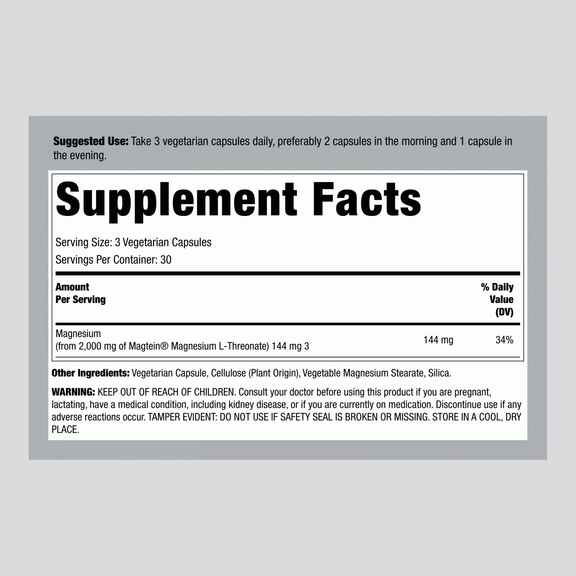 View 2 CALM Magtein Magnesium and L-Threonate, 90 Vegetarian Capsules
